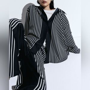 H&M Navy and White Striped co ord set